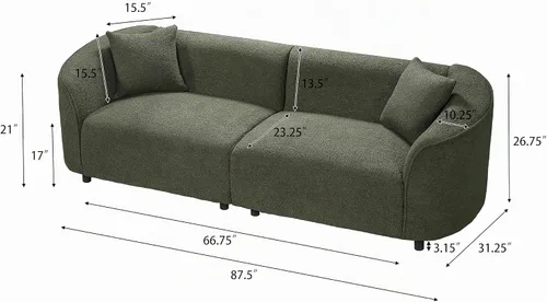 Vista 2 de Christopher Knight Home Sabbo - Sofá tapizado Boucle de 87.50 pulgadas, sofá de 2 plazas de gran tamaño, sofá de descanso curvado suave, cómodo sofá