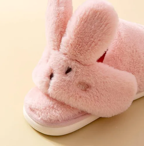 Vista 7 de Pantuflas de conejito mullidas kawaii, bonitas, suaves, cálidas, acogedoras, para el invierno, mullidas, divertidas, de animales