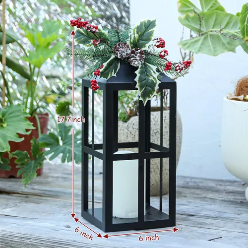 Vista 8 de Bdor Christmas Lanterns 2 Pack with LED Candles for Christmas Porch Decor