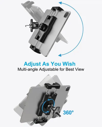 Vista 5 de Soporte de tableta de ventilación de automóvil para teléfono y iPad de 4.7 a 13 pulgadas, soporte para tableta de ventilación de automóvil con clip