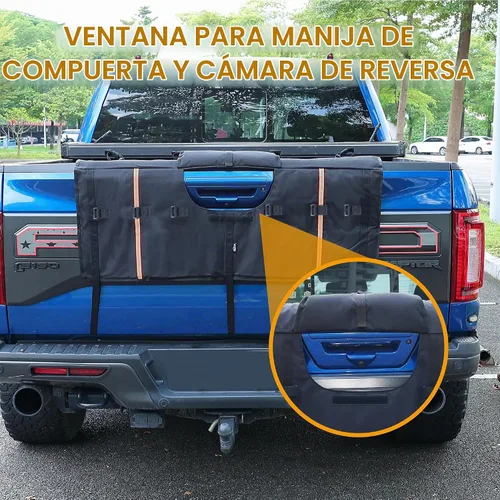 Vista 3 de Amooca - Almohadilla para puerta trasera de camioneta para bicicletas de montaña, con 2 bolsillos para herramientas, de 42" de ancho para 4