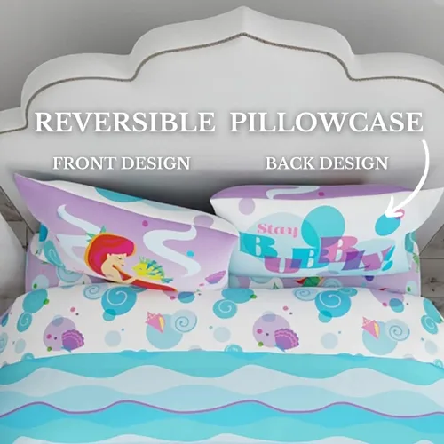 Vista 4 de The Little Mermaid Ariel - Juego de sábanas de microfibra súper suave para niños (producto oficial de Disney) por Franco