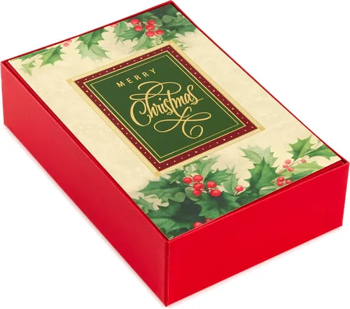 Vista 3 de Hallmark Tarjetas de Navidad en caja, acebo navideño (40 tarjetas de Navidad con sobres)
