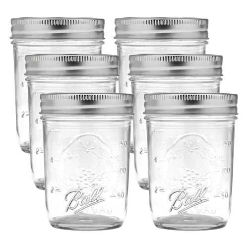 Vista 15 de Ball Mason, Frascos de mermelada con tapas y bandas, Set de 12 unidades de 4 oz, 4 onza, Transparente