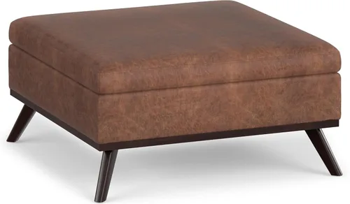 Vista 13 de SIMPLIHOME Owen - Otomana cuadrada con aspecto de lino de 36 pulgadas de Natural