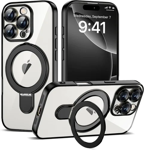 Vista 162 de Funda compatible con iPhone 12 con soporte de anillo magnético invisible [compatible con Mag-Safe] [Protector completo de lente de cámara] Funda