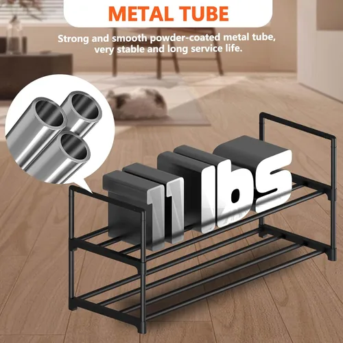 Vista 6 de Hsscblet - Estante de zapatos de metal de 2 niveles, organizador de almacenamiento ajustable para zapatos, almacenamiento apilable para botas