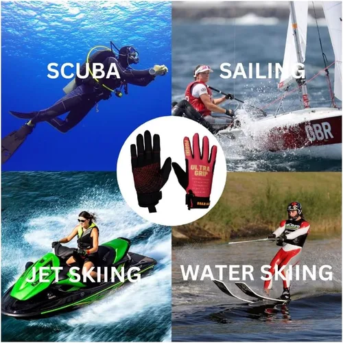 Vista 5 de PIGOSKI - Guantes de esquí acuático ultraligeros con protección UV, guantes de kayak para hombres y mujeres, guantes de neopreno transpirables