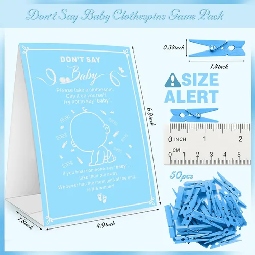 Vista 2 de Juego Don't Say It, suministros de juegos de ducha de género neutro para niños y niñas, no necesita preparación, juegos de fiesta para futuros Azul