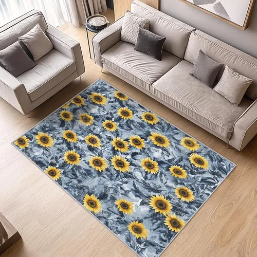 Vista 7 de Alfombra retro floral de 2 x 3 pulgadas, lavable de los años 60 y 70, alfombras hippie para entrada, dormitorio, cocina, alfombra de área de flores