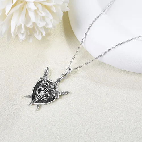 Vista 3 de URONE Collar de plata de ley con dije de mal de ojo, regalo de joyería para mujer