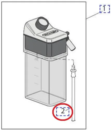 Vista 2 de Tubo de entrada de leche compatible con máquinas de café Delonghi