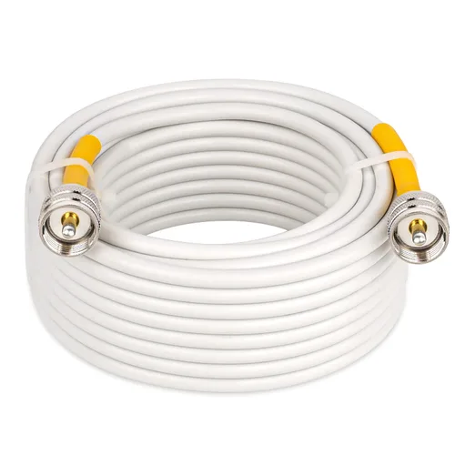 Vista 13 de MOOKEERF RG8x Cable de puente 1m, paquete de 2 cables coaxiales CB de 50 Ohm, cable de antena de baja pérdida UHF PL259 macho a macho, blanco marino