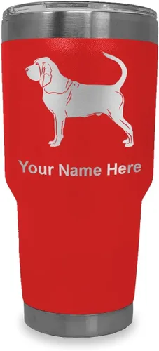 Vista 26 de LaserGram Vaso aislado al vacío de 20 onzas, perro sabueso, grabado personalizado incluido (negro)