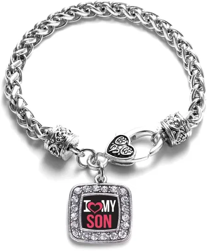 Vista 71 de Pulsera de dijes cuadrados de plata con joyería de circonita cúbica