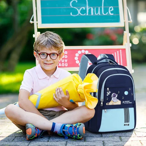Vista 6 de Mochila para niños - Mochila para niños con bolsa de almuerzo - Juego de bolsa de libros para niños, niñas, adolescentes, escuela primaria