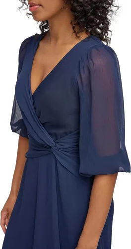 Vista 4 de DKNY Womens 34 Balloon Sleeve Twist Front Chiffon Midi Dress