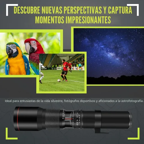 Vista 8 de Lente telefoto manual de 500mm/1000mm f/8 de alta potencia para Canon EOS 80D, 90D, Rebel T3, T3i, T5, T5i, T6i, T6s, T7, T7I, T8I, SL3, 60D, 70D