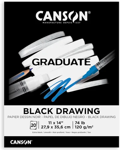 Vista 8 de Canson Bloc de dibujo negro graduado, plegable, 5.5 x 8.5 pulgadas, 20 hojas Papel de artista para adultos y estudiantes, dibujo, bocetos y diario