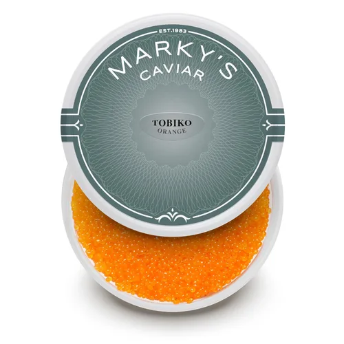 Vista 6 de MARKY'S Huevas de pez volador Tobiko Roe - 8 oz / 227 g - Caviar de grado sushi Rojo