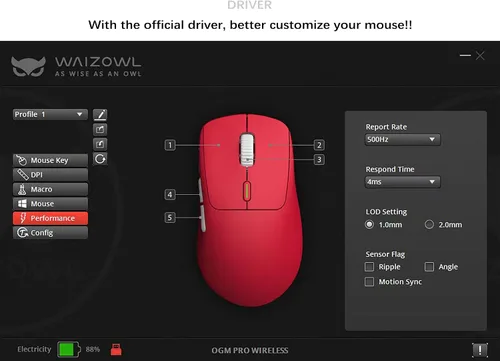 Vista 5 de WAIZOWL OGM Pro Mouse de 2.40 oz, ligero, inalámbrico, tres modos, ergonómico, para PC, computadora gamer, sensor óptico PAW3395 (botón negro)