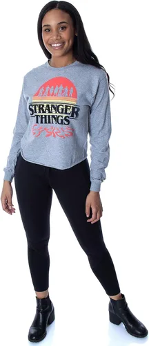 Vista 2 de Mad Engine Stranger Things - Camisa de manga larga para mujer, para adultos, Gris Caliente