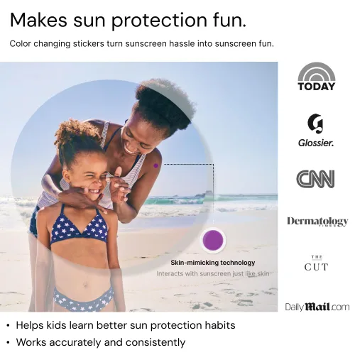 Vista 6 de SpotMyUV Calcomanías de detección UV para protector solar con tecnología patentada Dermatrue SPF Sensing, saber cuándo volver a aplicar protector