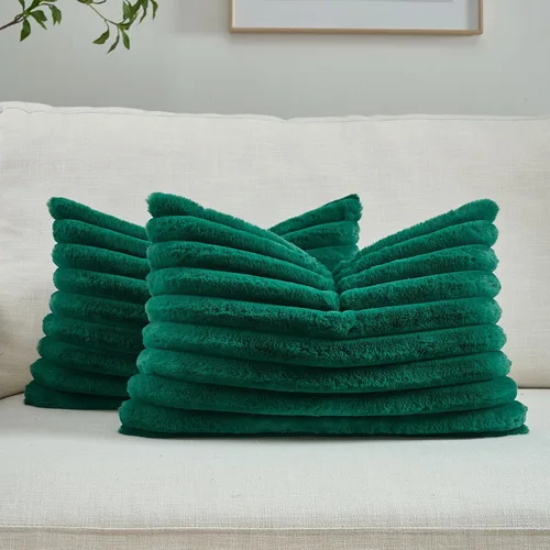 Vista 43 de FUTEI Pack of 2 Faux Fur Throw Pillow Covers 20x20 Inch, Navy Blue Azul marino