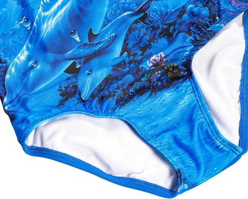 Vista 5 de Belloo traje de baño para niñas, traje de baño con espalda cruzada, tamaño 416