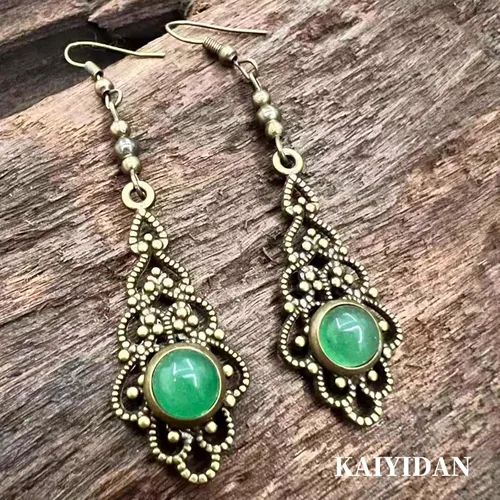 Vista 4 de Aretes colgantes bohemios plateados y dorados para mujer, a la moda, hechos a mano, vintage, delicados, lindos aretes largos de verano, accesorios