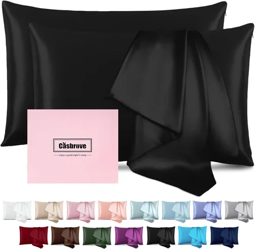 Vista 18 de Fundas de almohada de seda con cremallera, funda de almohada de morera, azul bebé, estándar, 1 unidad 20x26 Silk Pillowcase for Hair and