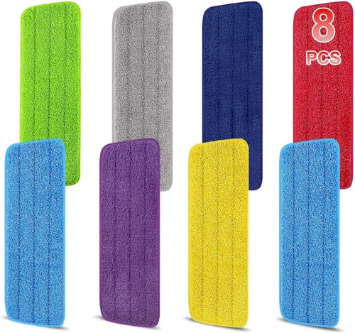 Vista 8 de Paquete de 8 almohadillas reutilizables de 16.5 pulgadas, cabezales de repuesto de trapeador de microfibra para mopas húmedas y secas, compatibles
