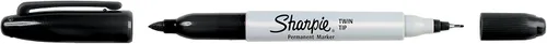 Vista 3 de Sharpie Twin Tip Permanent Markers, Fine and Ultra Fine, Black, 12 Count