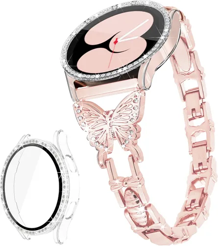 Vista 8 de Correa de mariposa para Samsung Galaxy Watch 4 Band y Galaxy Watch 5 Band-1.575 pulgadas con protector de pantalla, 0.787 pulgadas (0.787 in) correa