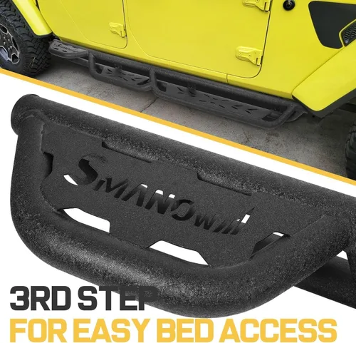 Vista 4 de SMANOW - Tablas de ejecución de rueda a rueda compatibles con Jeep Gladiator JT 2020-2025 de 4 puertas, barras nerf de acceso a la cama, estribos