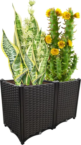 Vista 8 de Jardineras elevadas para plantas al aire libre con patas, jardineras rectangulares elevadas, jardín, patio, balcón, terraza para plantar flores
