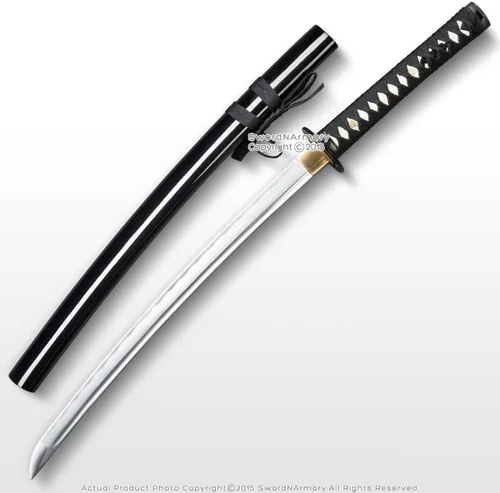 Vista 4 de Munetoshi Musashi Tsuba - Espada samurái Wakizashi hecha a mano Shoto de tamaño mediano, katana afilada