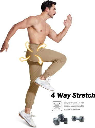 Vista 6 de MAGCOMSEN Pantalones deportivos para hombre con bolsillos con cremallera, pantalones deportivos ligeros para senderismo, correr, entrenamiento