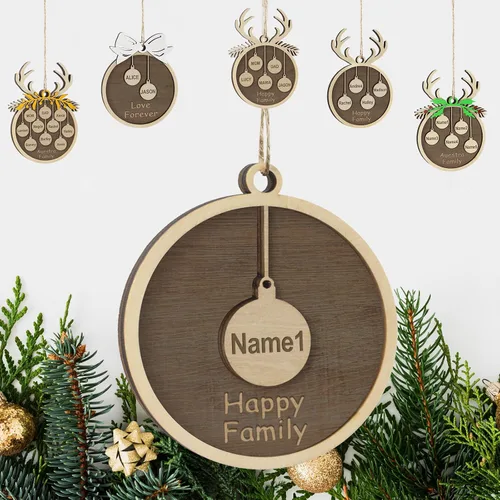 Vista 48 de Adornos de Navidad personalizados familiares de 1, 2, 3, 4, 5, 6, 7, 8, 9, 10, adornos de madera personalizados, decoraciones de Navidad, regalos