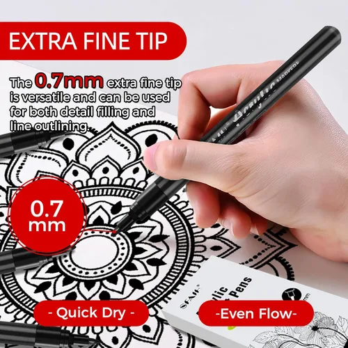 Vista 8 de SFAIH Marcadores de Pintura Negros - Paquete de 4 Bolígrafos de Punta Fina de 0.7 mm de Acrílico para Pintura en Roca, Letras Gruesas, Creación