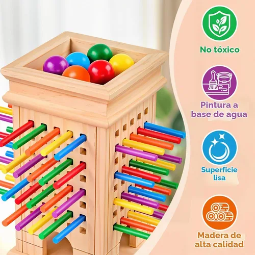 Vista 3 de Montessori - Juego de mesa de madera con 42 palos para niños de 3 a 5 años
