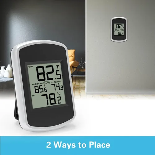 Vista 5 de Urageuxy Termómetro inalámbrico para interiores y exteriores, monitor digital de temperatura interior y exterior para invernadero y habitación
