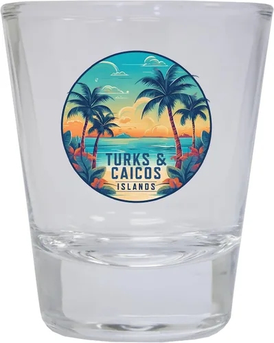Vista 6 de Turks And Caicos Design D Souvenir - Vaso de chupito redondo de 1.5 onzas, color azul, paquete de 2