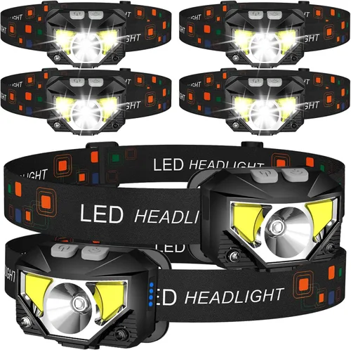 Vista 8 de LHKNL Linterna Frontal, Lúmenes LED Ultra Brillante Recargable con Luz Blanca y Roja, Paquete de 2 Lámparas de Cabeza Impermeables con Sensor