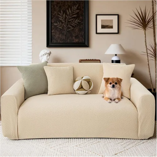 Vista 3 de Fundas elásticas para sofá de 2 cojines, aptas para mascotas, lavables, protectores de muebles con parte inferior elástica para gatos y perros