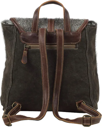 Vista 3 de Myra Bag Mochila Stella de Lona y Cuero Vaca Upcycled S-1590