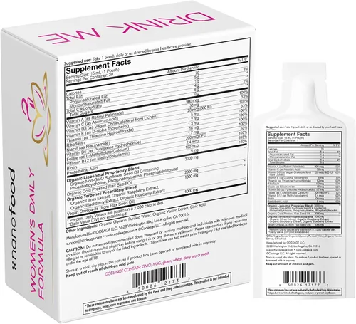 Vista 8 de Codeage Liposomal - Fórmula líquida de vitaminas diarias para mujer, suplemento multivitamínico líquido vegano omega-3, biotina, vitaminas A, B, C