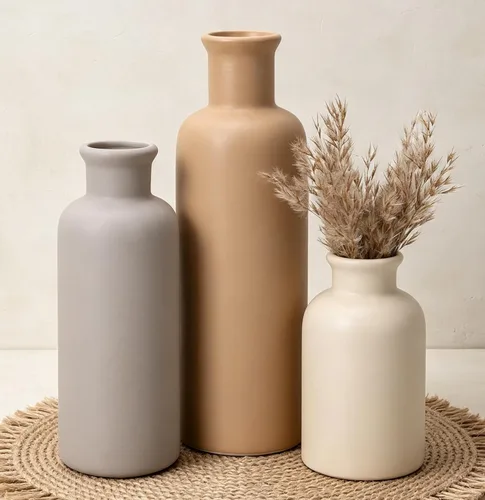 Vista 28 de Florero de cerámica con asas, jarrones rústicos de 11 pulgadas de alto para terracota (1-Terracotta/10.7")