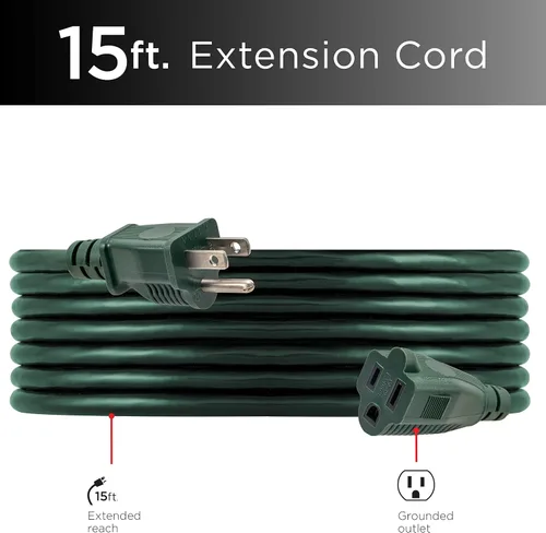 Vista 2 de UltraPro Outdoor Extension Cord, Heavy Duty 3 Prong Extension Cord, 15 Ft (Pack of 12)