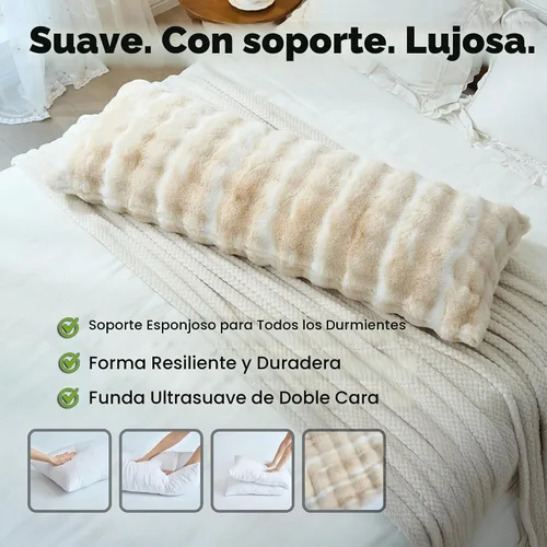 Vista 6 de OMEO Almohada de invierno esponjosa de cuerpo completo – Almohada de embarazo de espuma viscoelástica, almohada de lactancia para dormir de lado